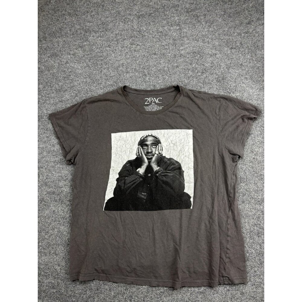 2Pac Shirt Mens 2XL Brown Rap‎ Tee Photo Print 2022 Amaru Entertainment